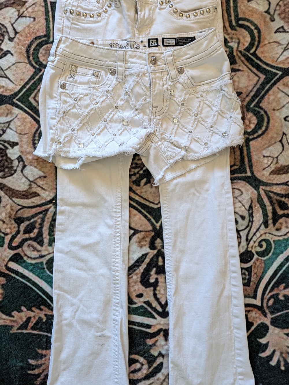 Miss Me White Embellished Women’s Jeans - Size 27